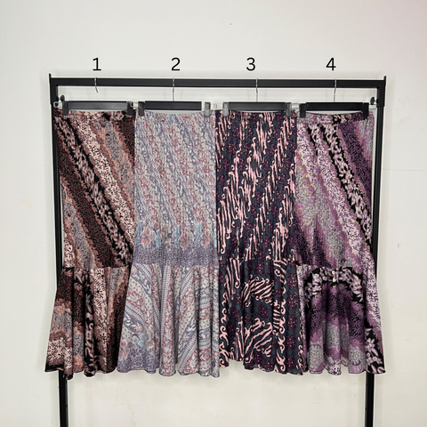 Batik printed pleated mermaid skirt