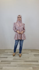 Nora printed tiered puff top #6 Pink