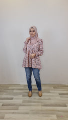 Nora printed tiered puff top #6 Pink