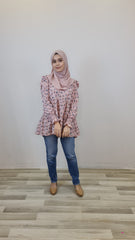 Nora printed tiered puff top #6 Pink