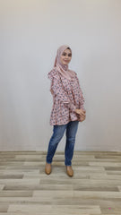 Nora printed tiered puff top #6 Pink