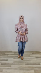 Nora printed tiered puff top #6 Pink