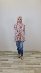 Nora printed tiered puff top #6 Pink