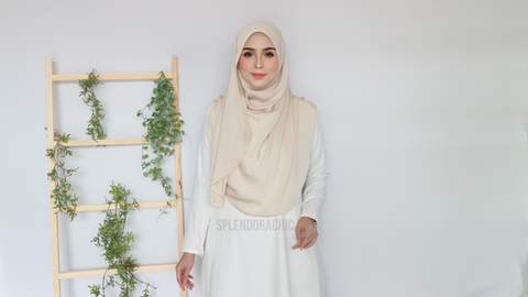 Malika satin instant shawl Cream