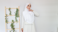 Malika satin instant shawl PearlWhite