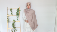 Malika satin long shawl Khakigrey