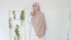 Malika satin long shawl Khakigrey