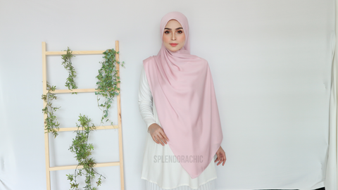 Malika satin long shawl Pastelpink