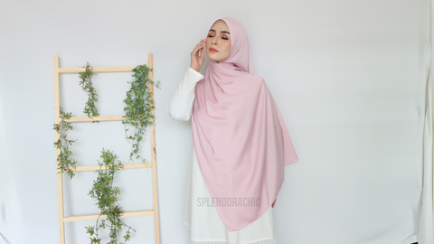 Malika satin long shawl Pastelpink