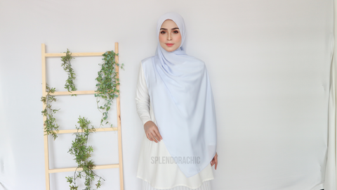 Malika satin long shawl PastelBlue