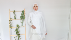 Malika satin long shawl PearlWhite