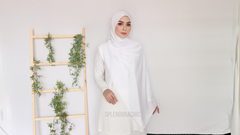 Malika satin long shawl PearlWhite