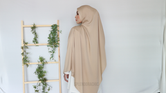 Malika satin long shawl Champagne