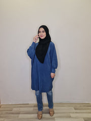 Pleated batwing long tunic