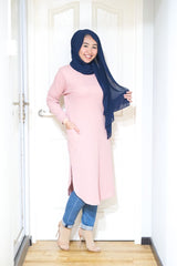 Waffle knit long tunic with cuff sleeve v2