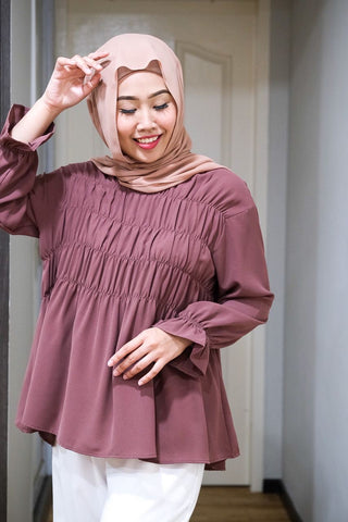 Wendy waffle top Mauve L