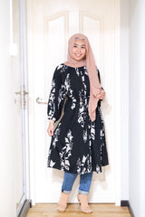 Amyra printed balloon sleeve oversized long tunic #1