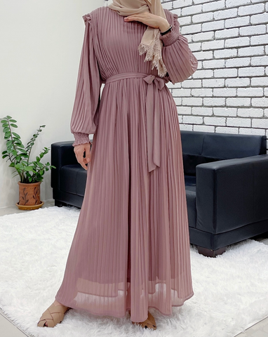 Dakota pleated dress Nudepink