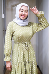 Small polka pleated ruffle tunic