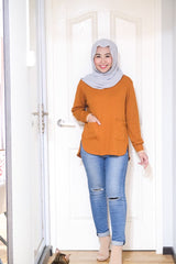 Waffle knit pocket top