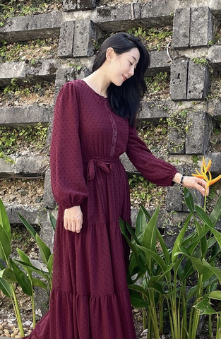 Arianna tiered dress Maroon