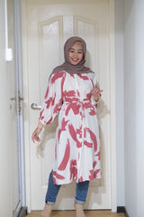 Amyra printed balloon sleeve oversized long tunic #1