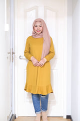 Waffle knit flair long tunic