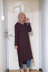 Isla back pleated long tunic Black S