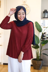 Pleated high neck top