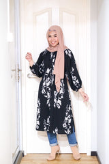 Amyra printed balloon sleeve oversized long tunic #1