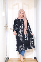 Amyra printed balloon sleeve oversized long tunic #1