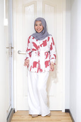 Naomi printed tiered top Whitered