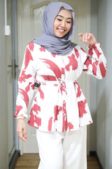 Naomi printed tiered top Whitered