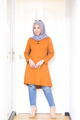 Waffle knit button long tunic