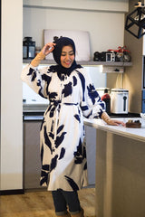 Amyra printed balloon sleeve oversized long tunic