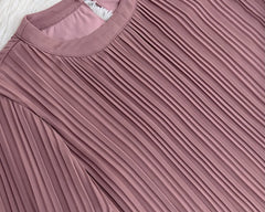 Dakota flair pleated dress Dark dustypinkbrown