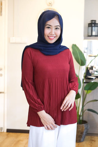 Pleated high neck top