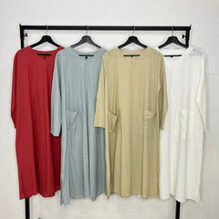 Shaylee long linen pocket split tunic