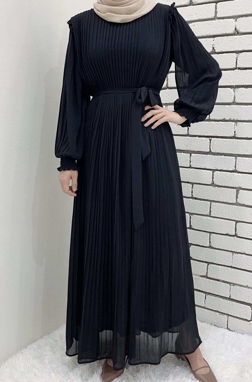 Dakota pleated dress Black