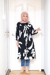 Amyra printed balloon sleeve oversized long tunic #1