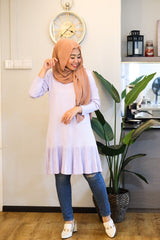 Long pleated ruffle tunic Beigepink