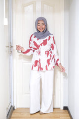 Naomi printed tiered top Whitered