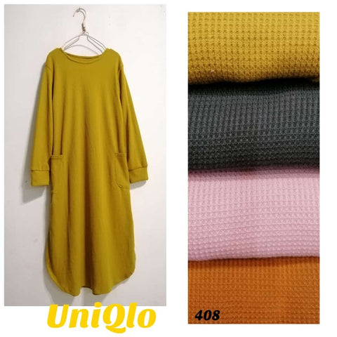 Waffle knit long tunic with cuff sleeve v3