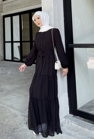 Arianna tiered dress Black