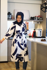 Amyra printed balloon sleeve oversized long tunic #1