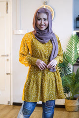 Rabia ruffle printed tunic Mustard L