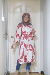 Amyra printed balloon sleeve oversized long tunic