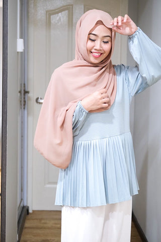 Pleated gathered sleeve babydoll top