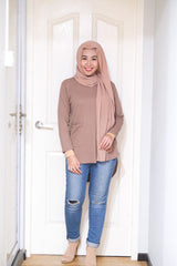 Waffle knit hilow top