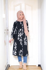 Amyra printed balloon sleeve oversized long tunic #1